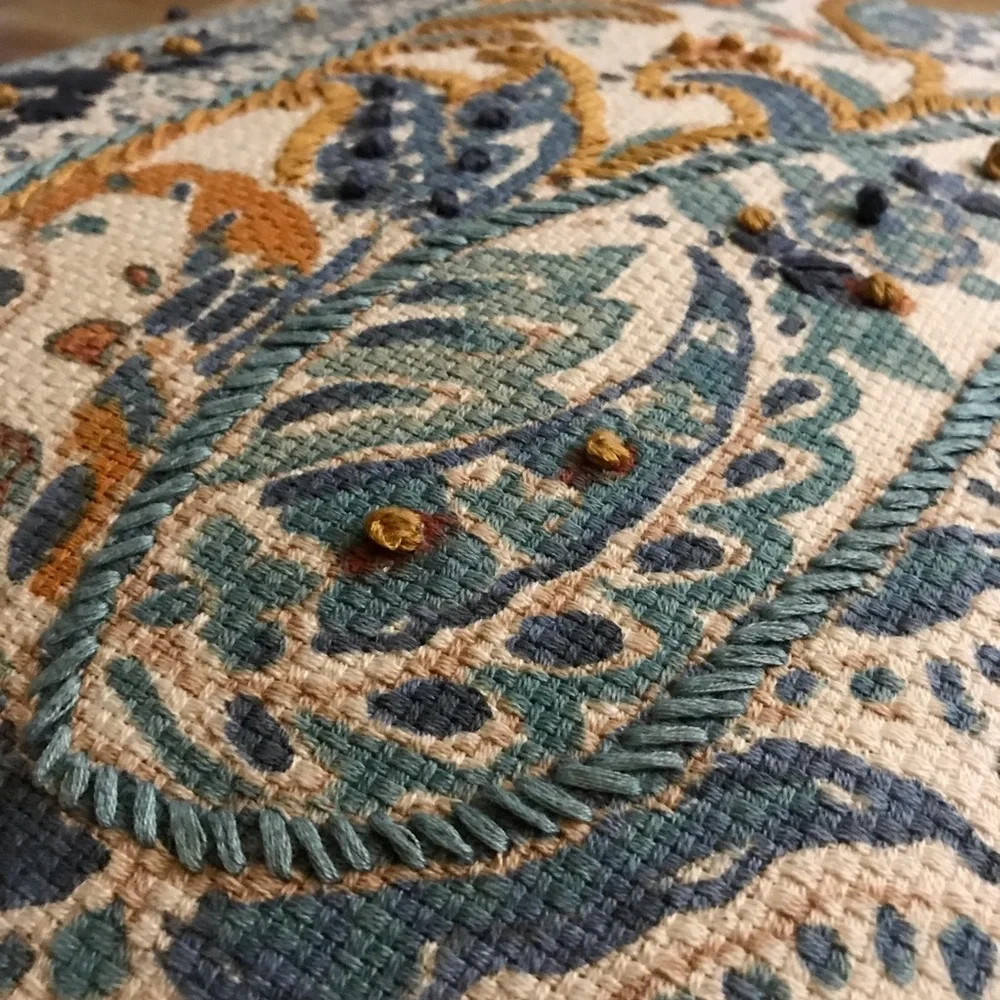 Envogue Embroidered Accent Pillow Shams in Blue and Orange